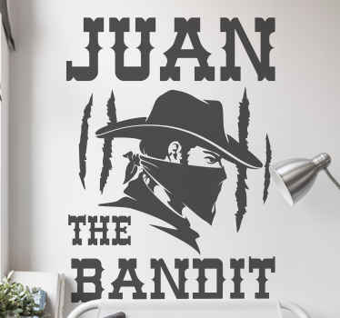 Vinilo infantil cowboy bandido con nombre - TenVinilo