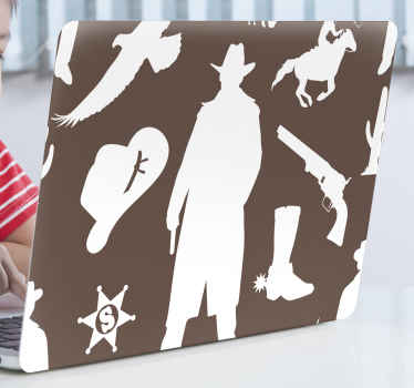 Sticker pour ordinateur scène de silhouette de cow-boy - TenStickers
