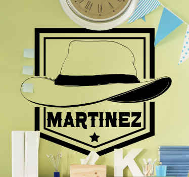 Cowboy hat with name  wall sticker - TenStickers