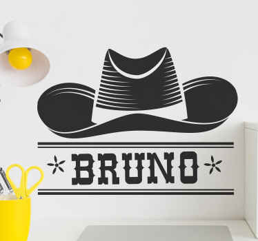 Vinilo infantil sombrero cowboy con nombre - TenVinilo