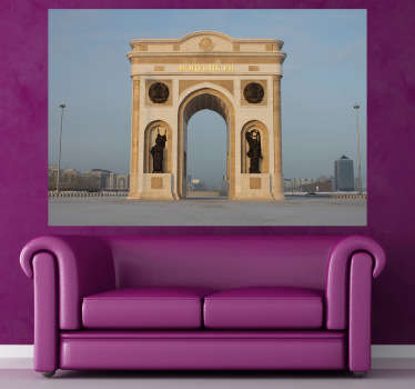Um fotomural vinílico de cidades fantástico que exibe uma imagem de alta qualidade do Arco do Triunfo em Astana, Cazaquistão.
