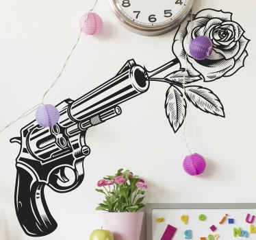 Cowboy revolver and rose wall sticker - TenStickers