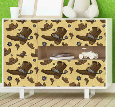 Klebefolie Möbel Hut und Stiefel Muster - TenStickers