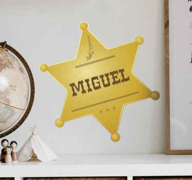 Vinilo infantil estrella sheriff con nombre - TenVinilo