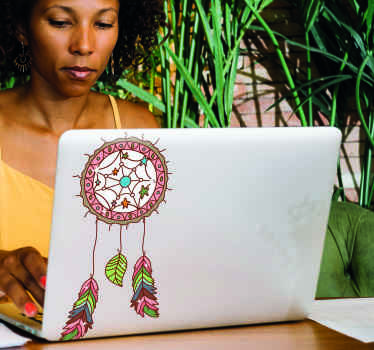 Mandala dream catcher laptop sticker - TenStickers