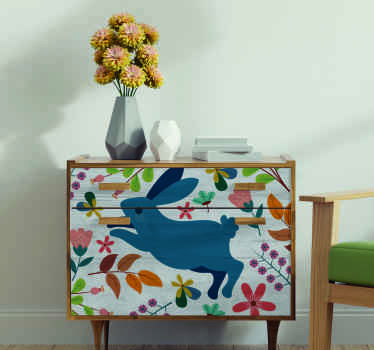 Vinilo para muebles conejos tenango y flor - TenVinilo