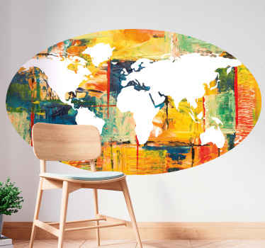 Weltkarte Aufkleber Weltkartenmalerei - TenStickers