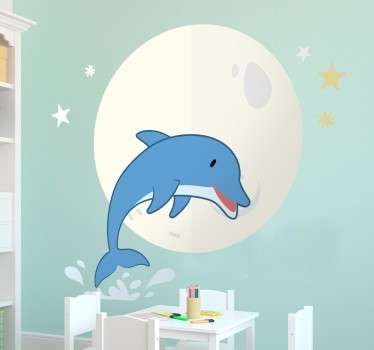 Dolphin and Stars Kids Sticker - TenStickers