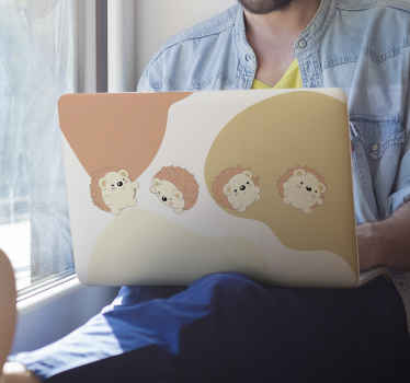 Beige hedgehog pattern laptop skin - TenStickers