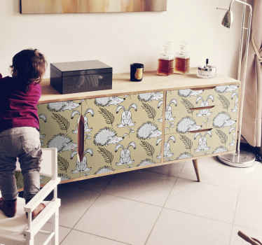αυτοκόλλητο επίπλων από πορσελάνη και κουνέλια - TenStickers