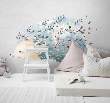 Sticker animale domestico riccio tra i fiori - TenStickers