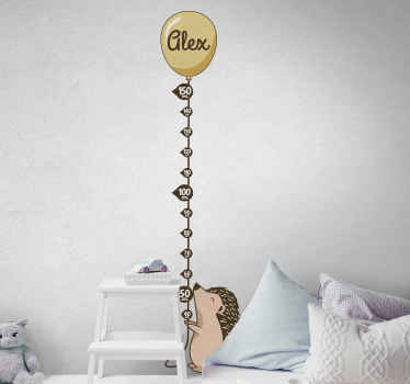 Sticker chambre enfant tableau de hauteur de ballon hérisson - TenStickers