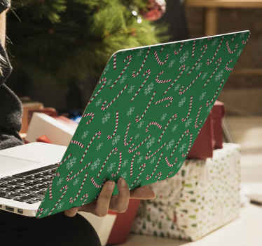 Festive Candy Canes laptop skin - TenStickers