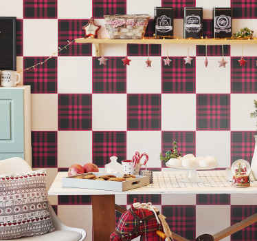 Hieno joulu tartan kuvio kaakelitarra - Tenstickers