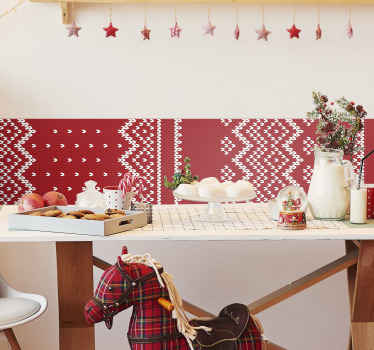Cenefa decorativa patrón rojo navideño - TenVinilo