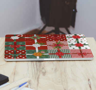 Zarif hediye kutusu desen laptop etiketi - TenStickers