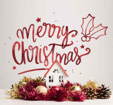 Sticker Weihnachten Frohe Weihnachten in rot - TenStickers