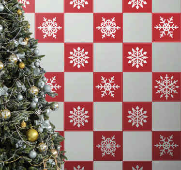 Nálepka červené vločky dlaždice - TenStickers