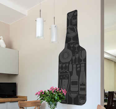 Vinflaske med cocktails drikke klistermærke - TenStickers