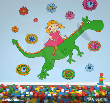 Dragon and Flowers Wall Stickers - TenStickers