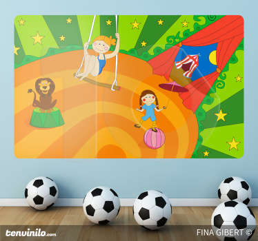 Circus Swinging Kids wall sticker for kid - TenStickers