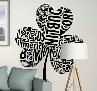 Irish Shamrock with cities wall sticker - TenStickers
