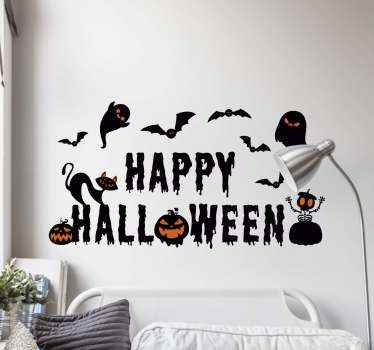 Wandtattoo Halloween gruseliger Text mit anderer Kreatur - TenStickers