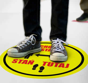 Naklejka na podłogę Zachowaj dystans i stań tutaj - TenStickers