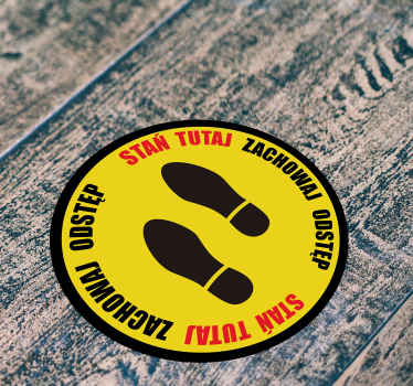 Naklejka na podłogę Stań tutaj Zachowaj odstęp - TenStickers