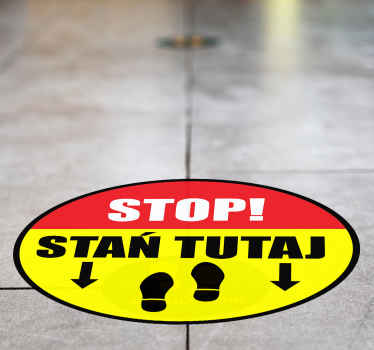 Naklejka na podłogę Stop! Stań tutaj! - TenStickers
