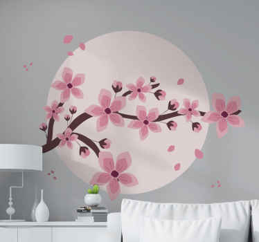 Puu vaaleanpunaisilla yksityiskohdilla kukkatarra - Tenstickers