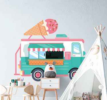 Illustration ice cream truck sticker - TenStickers