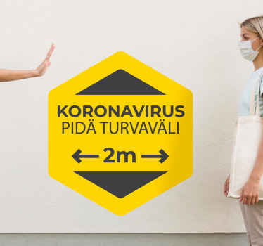 Koronalause pidä etäisyyttä Kyltti tarra - Tenstickers