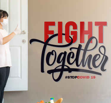 Vinilo frase coronavirus luchemos juntos - TenVinilo