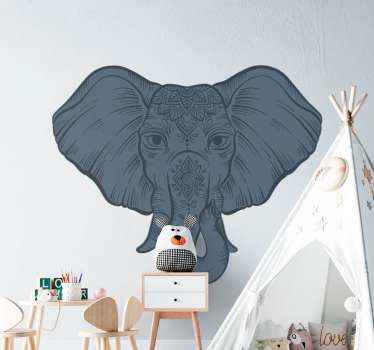 Vinilo animales salvajes elefante étnico ornamental - TenVinilo