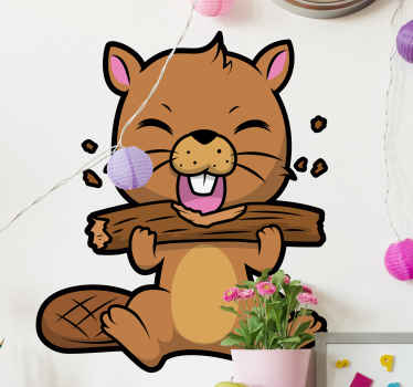Cute beaver wild animal decal - TenStickers