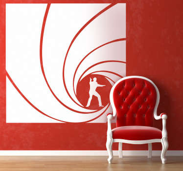 Para os fãs da saga dos filmes deste espião britânico, desenvolvemos este vinil decorativo com a ilustração do título de entrada de James Bond 007.