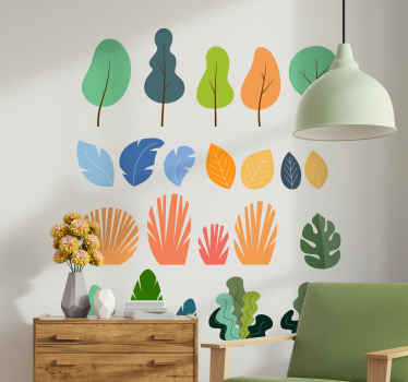 Tropical plant leaves pack plant wall sticker - TenStickers