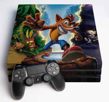 Crash Bandicoot ps4 skin wrap sticker with an original textured featured background. Easy to apply and made of high quality vinyl.