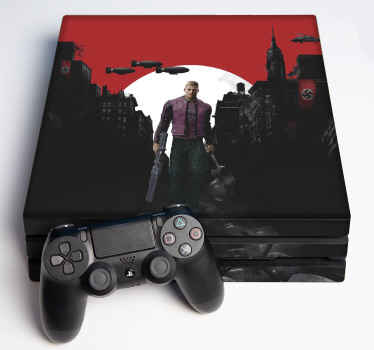 A realistic and visual effect ps4 decal of wolfenstein. Wrap your console or gaming controller with this amazing original 3D design of high quality.