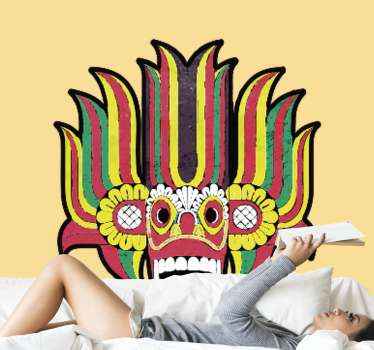 Peacock demon mask wall sticker - TenStickers