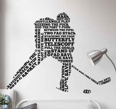 Ice Hockey Player formed of Words sports decal - TenStickers