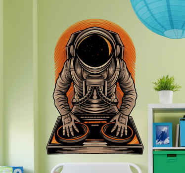Astronaut playing a keyboard DJ sticker - TenStickers