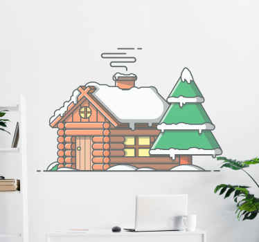 Snow covered house christmas sticker - TenStickers