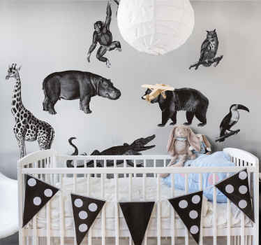 Black and white jungle wild animal decal - TenStickers