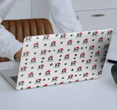 Vinilo para portátiles perritos navideños - TenVinilo