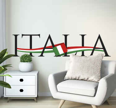 Este vinil autocolante decorativo country apresenta o texto italia com uma bandeira italiana no meio e percorre todo o texto. Zero resíduo após a remoção.
