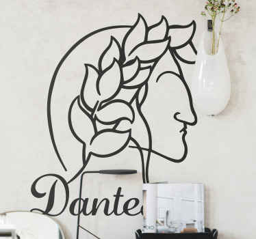 Personalidade do personagem vinil autocolante decorativo artístico na parede retratado como sendo dante alighieri, um poeta italiano. Um produtopara amantes e fãs de dante alighieri.