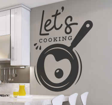 Frying pan with food cutlery wall sticker - TenStickers