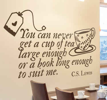 C.S. Lewis book and tea quote literature decal - TenStickers